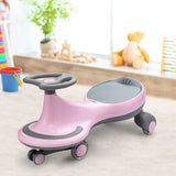Sparkling Pink Wiggle Car Ride-on Toy for Toddlers and Kids with Flashing Wheels