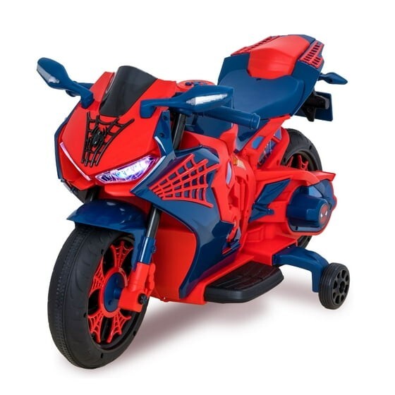 6V Spiderman Ride-On Motorcycle for Kids Ages 3+ with Rechargeable Battery and 65 lbs Weight Capacity
