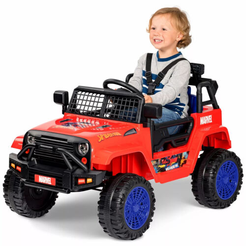 Spiderman SUV 6 Volt Ride-On Toy with Seat Belt for Safe Adventures