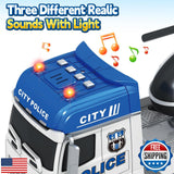 25-Inch Large Police Truck Toy with Racing Car for Toddler Boys