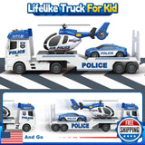25-Inch Large Police Truck Toy with Racing Car for Toddler Boys