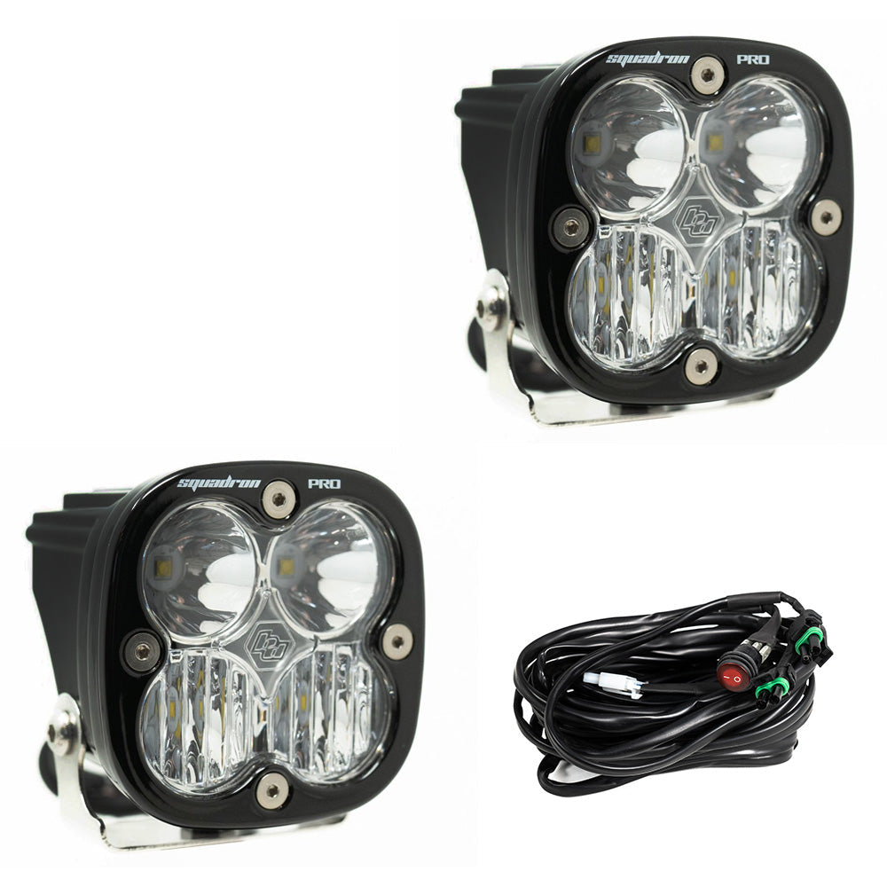 Squadron Pro Black LED Auxiliary Light Pod Pair Driving/Combo Clear Baja Designs
