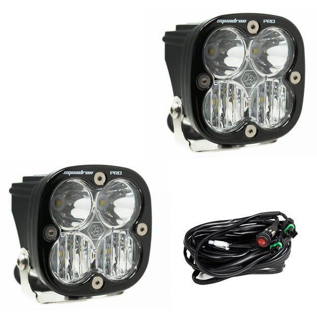 Squadron Pro Black LED Auxiliary Light Pod Pair Driving/Combo Clear Baja Designs