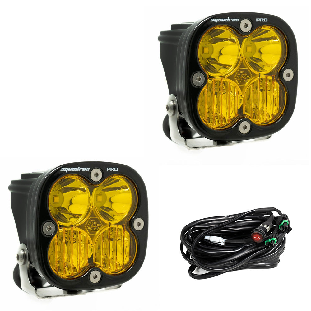 Squadron Pro Black LED Auxiliary Light Pod Pair Driving/Combo Amber Baja Designs