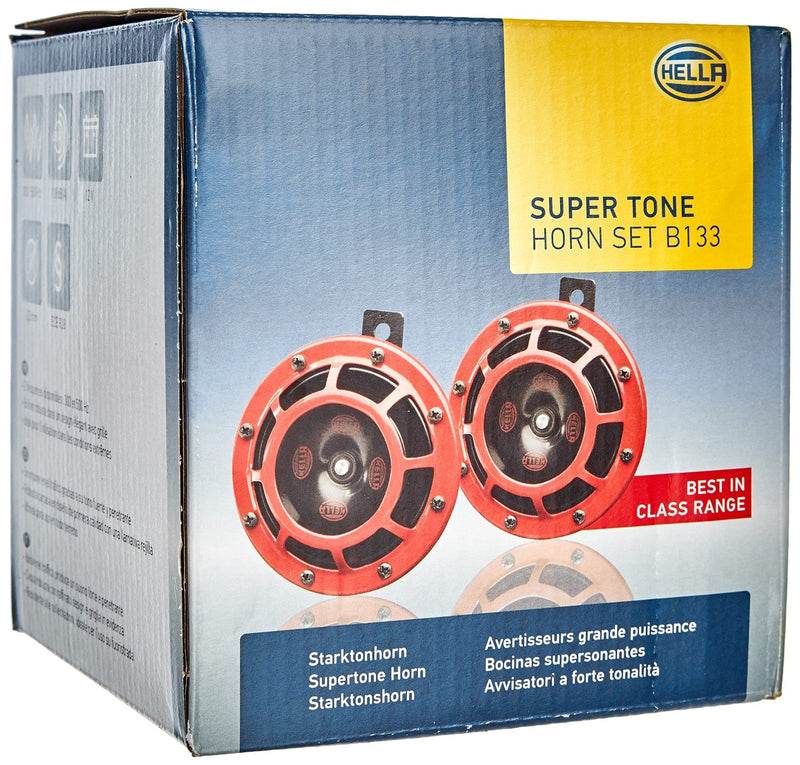 Red 12V High and Low Frequency Super Tone Horn Set