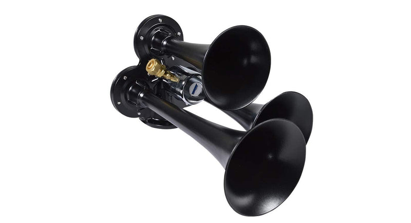 Stealth Black Caboose 12/24 Volt Air Horn with 3 Trumpets and Unique Tone