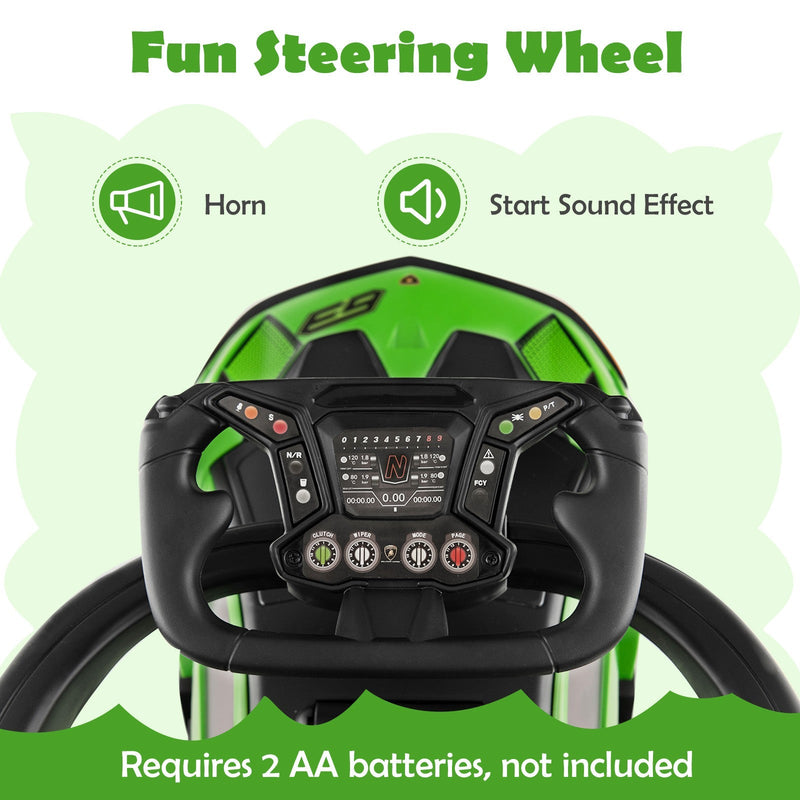 3-in-1 Licensed Lamborghini Ride-On Push Stroller Car with Sound Green