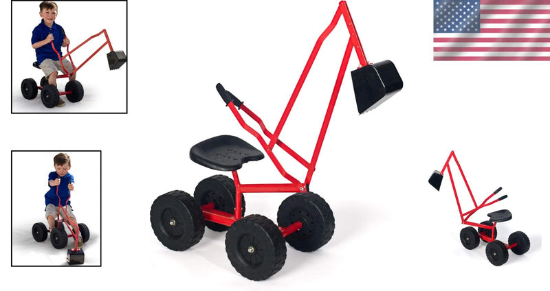 Sturdy 360° Ride-On Sand Digger Excavator Toy for Kids Ages 4+ with 70 lb Capacity