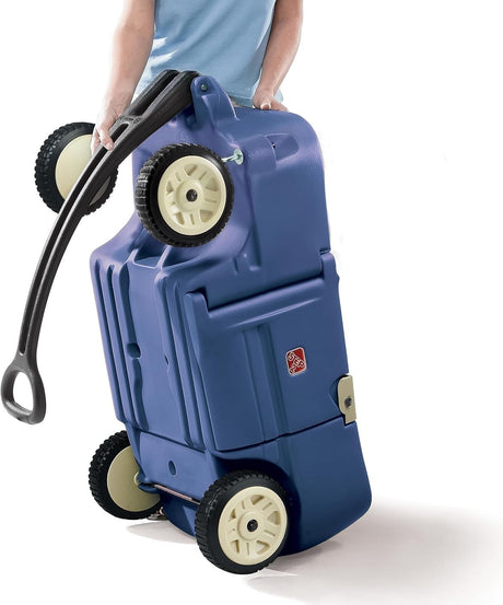 Denim Blue Kids Wagon with Cup Holders for Safe Outdoor Riding