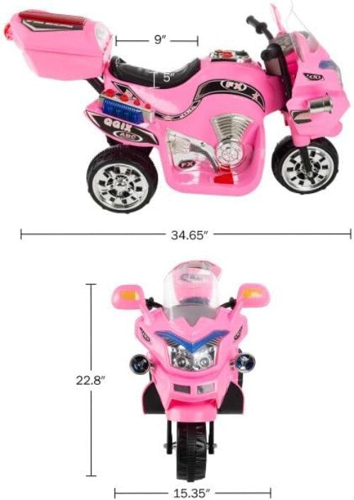 Pink 3-Wheel Electric Motorcycle for Kids with Fun Features
