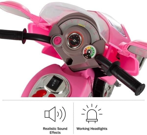 Pink 3-Wheel Electric Motorcycle for Kids with Fun Features
