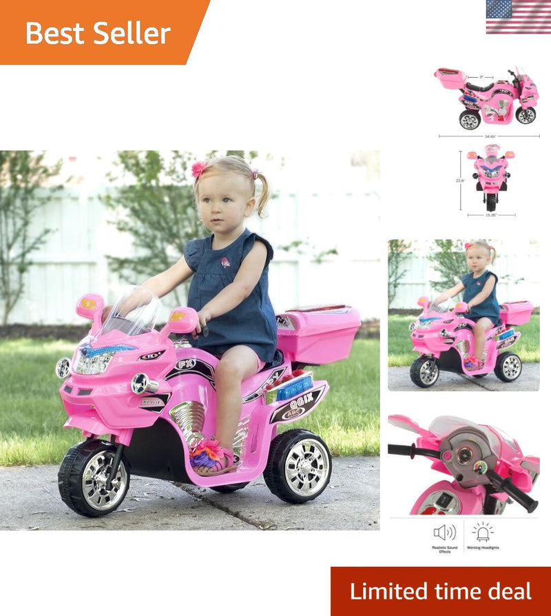 Pink 3-Wheel Electric Motorcycle for Kids with Fun Features