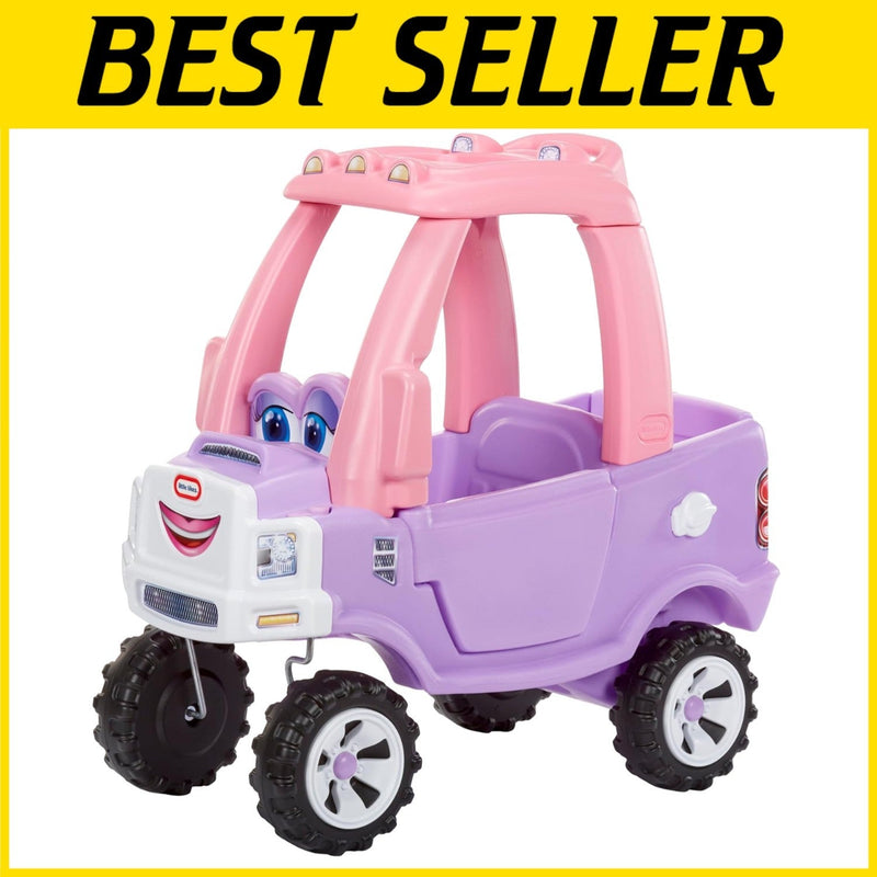 Stylish Princess Cozy Ride-On Truck with Working Horn and Drop-Down Tailgate