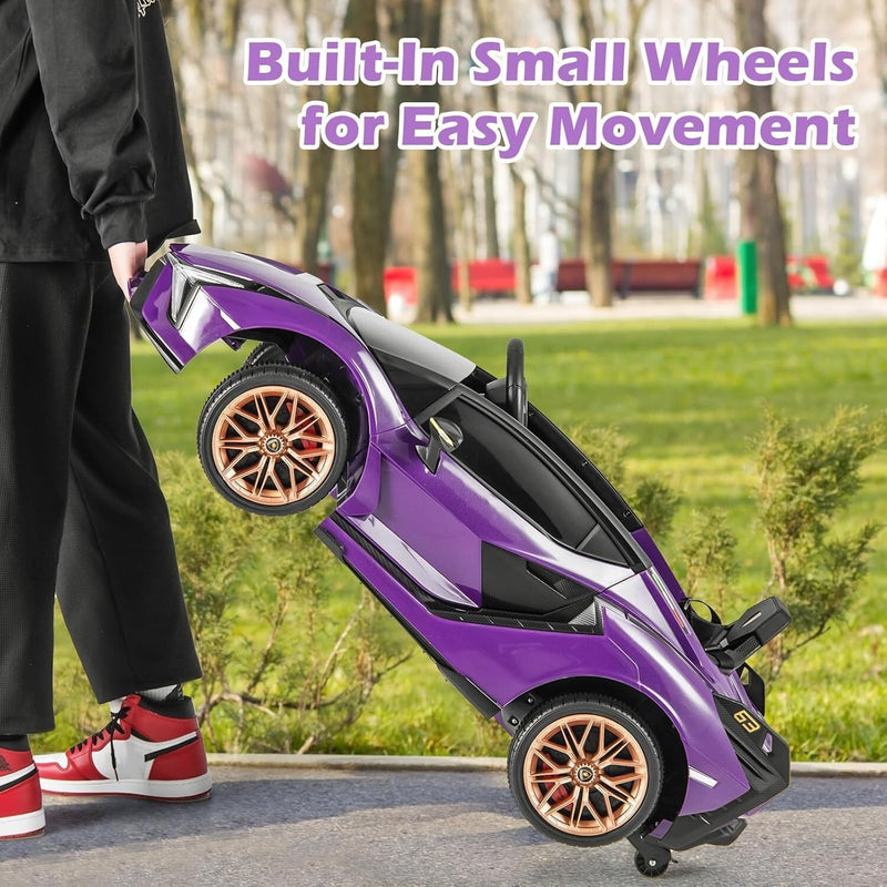Purple Kids Remote Control Sports Car with Suspension and Sound Effects