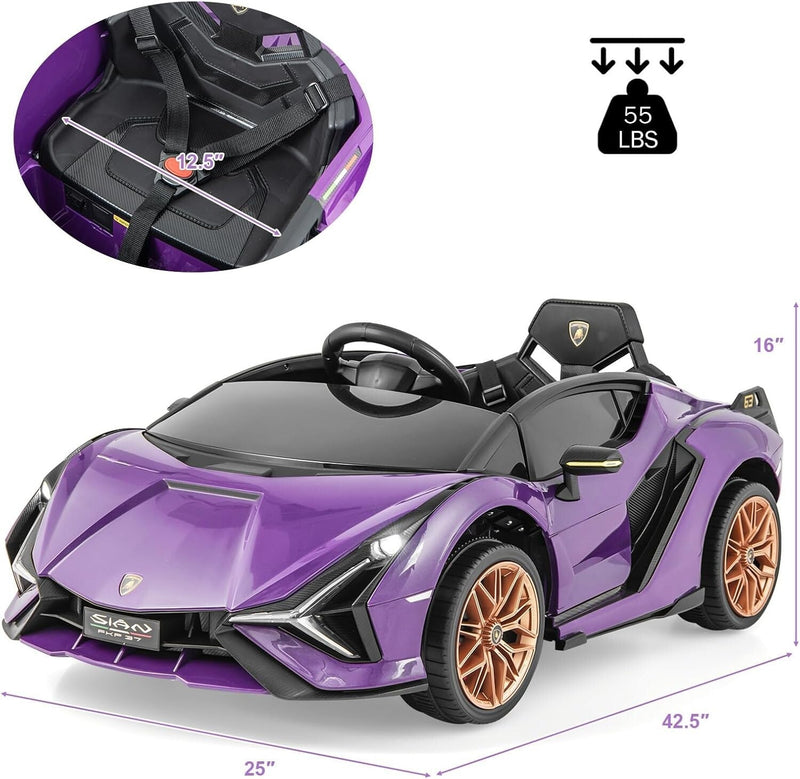 Purple Kids Remote Control Sports Car with Suspension and Sound Effects