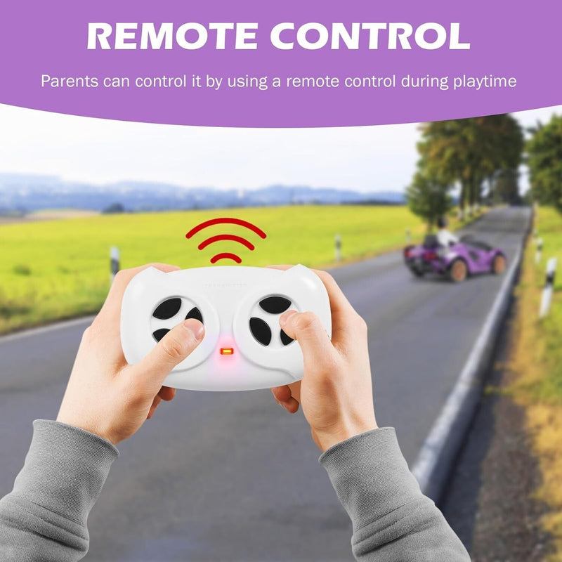 Purple Kids Remote Control Sports Car with Suspension and Sound Effects