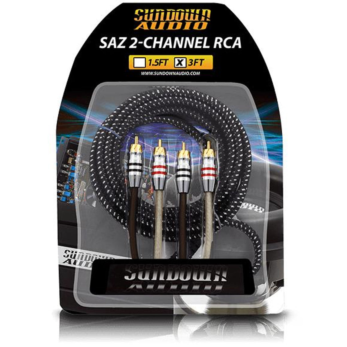 Sundown Audio SAZ2CH - 3FT  2 Channel RCA Interconnects Sundown Audio