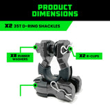8-Ton Super Shackles w/ Isolators