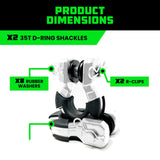 8-Ton Super Shackles w/ Isolators