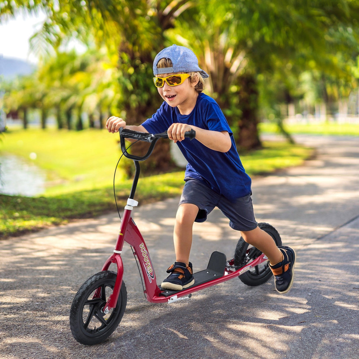 Kids Ride-On Car with Safety Belt, Adjustable Seat, and Durable Frame