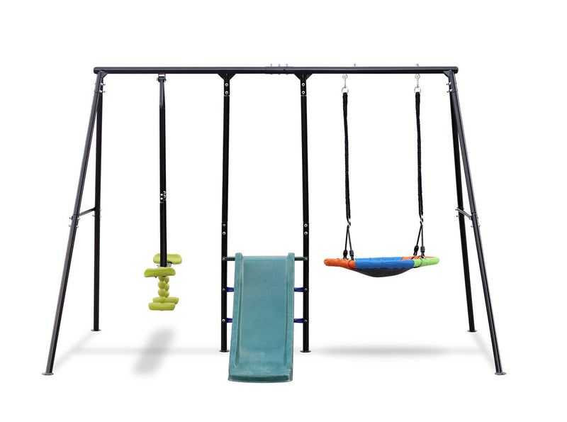550LB Capacity Outdoor Backyard Swing Set with Slide for Kids