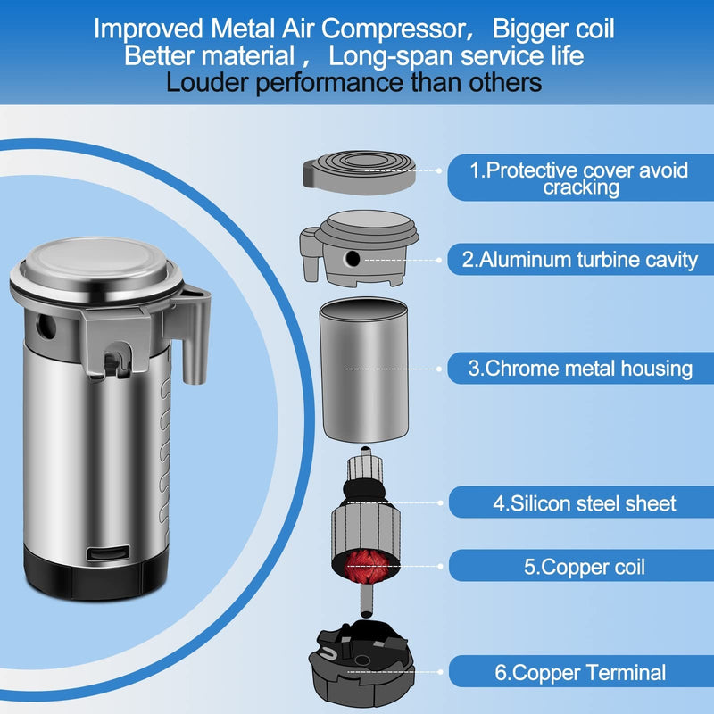 2-Pack 12V 150dB Loud Air Horn Kit for Trucks, Boats, and Cars with Air Compressor