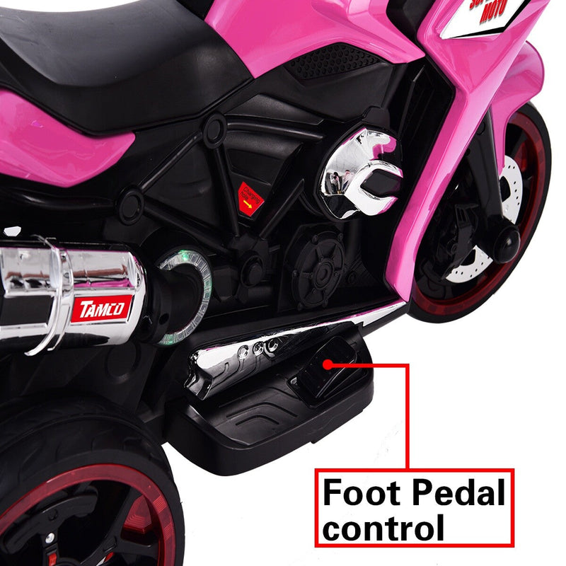12V Kids Electric Ride-On Motorcycle Battery-Powered Bike for Girls