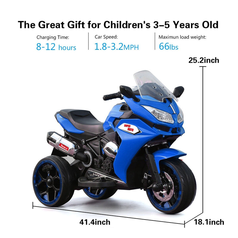 12V Kids Electric Motorcycle with Three Light-Up Wheels
