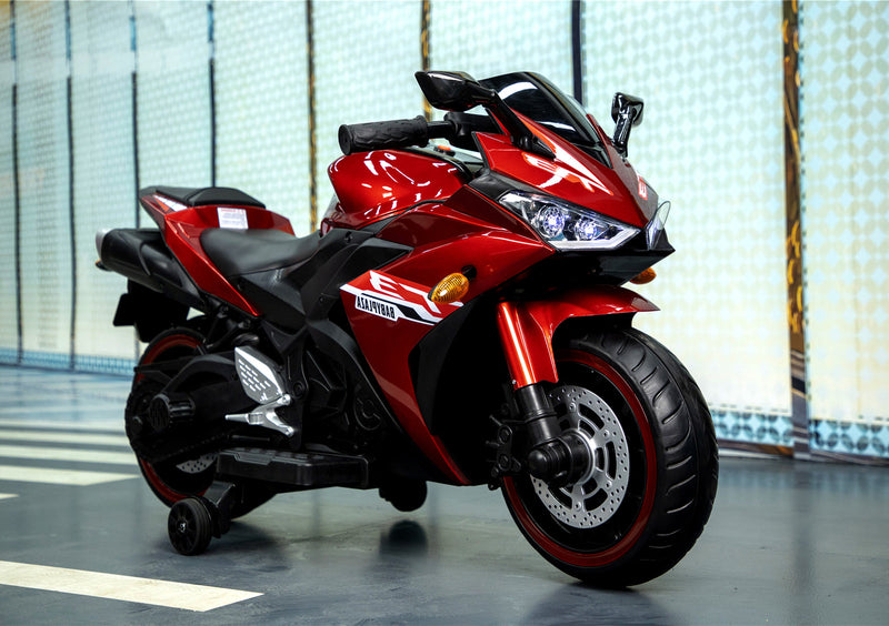 12V Kids Ride-On Motorcycle Toy with Training Wheels and Hand Control