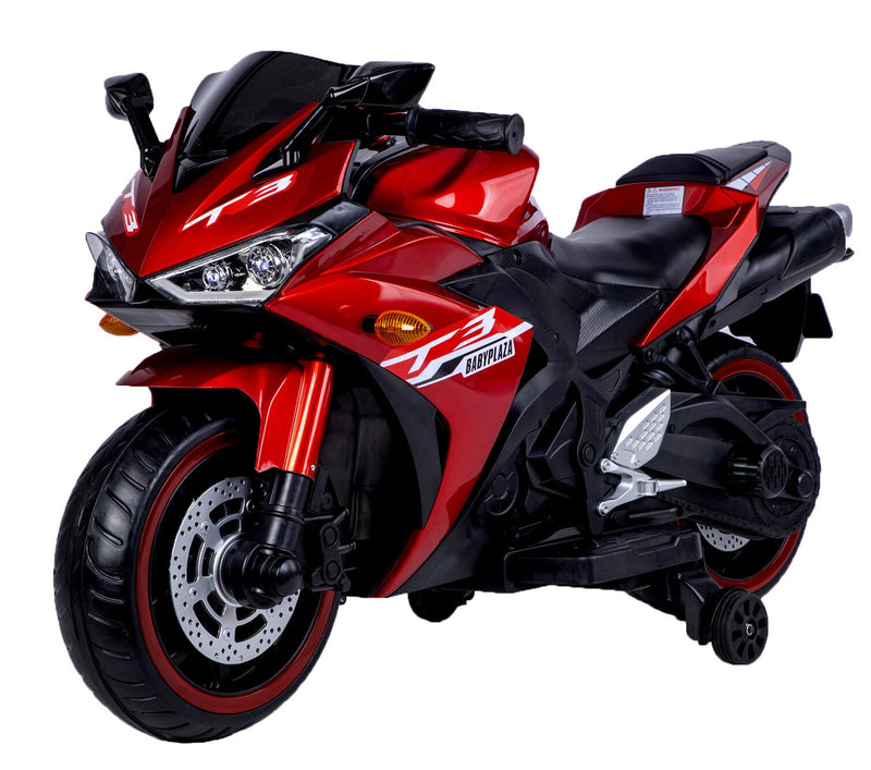 12V Kids Ride-On Motorcycle Toy with Training Wheels and Hand Control