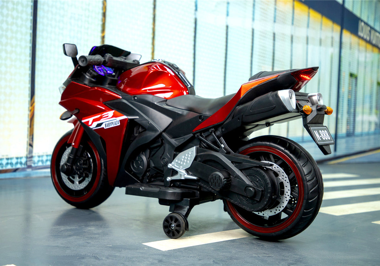 12V Kids Ride-On Motorcycle Toy with Training Wheels and Hand Control