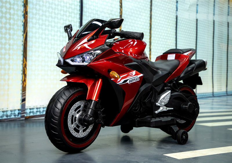 12V Kids Ride-On Motorcycle Toy with Training Wheels and Hand Control