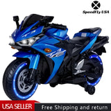 12V Kids Ride-On Motorcycle with Hand Racing and Foot Brake, Light-Up Wheels