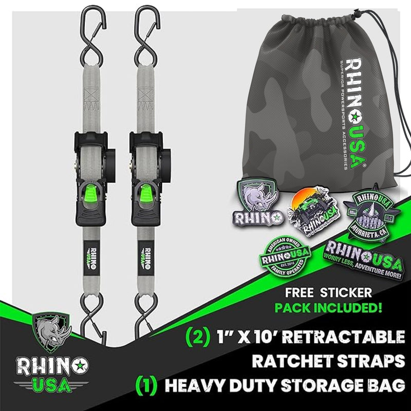 1" x 10' Retractable Ratchet Straps
