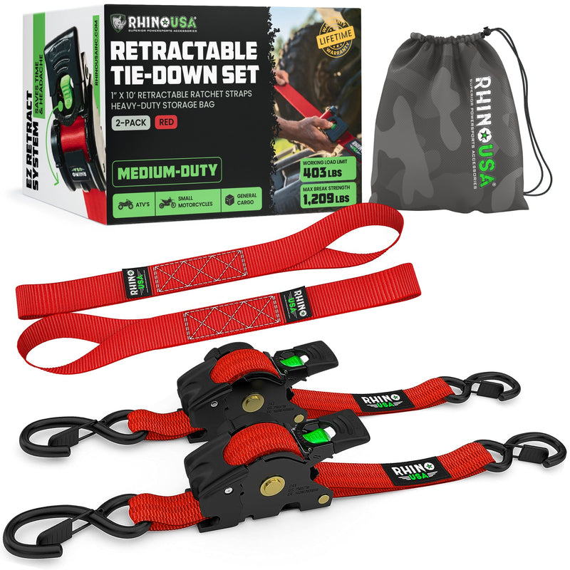 1" x 10' Retractable Ratchet Straps