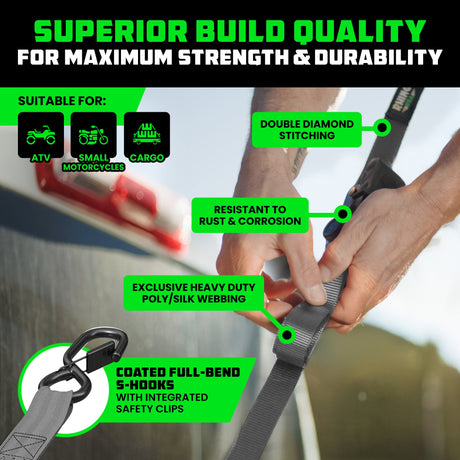 1" x 10' Retractable Ratchet Straps