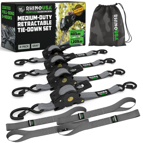 1" x 10' Retractable Ratchet Straps