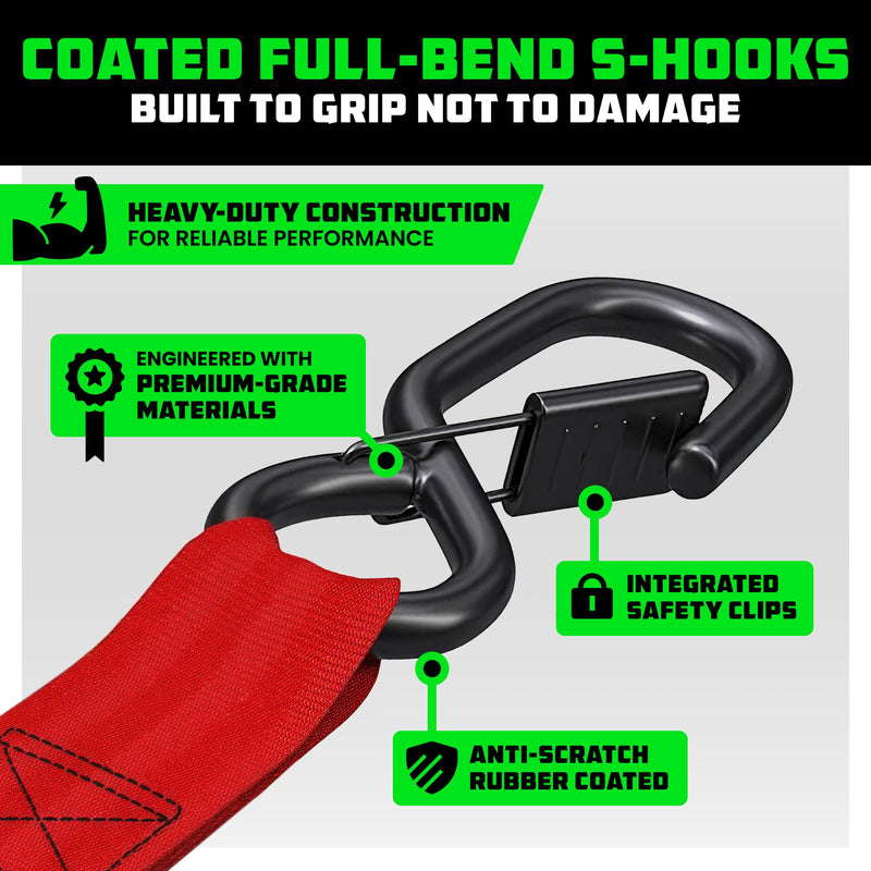 1" x 10' Retractable Ratchet Straps