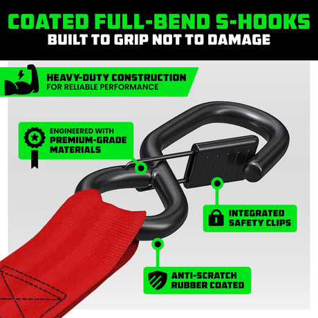 1" x 10' Retractable Ratchet Straps