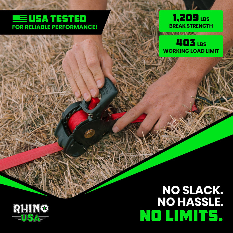 1" x 10' Retractable Ratchet Straps