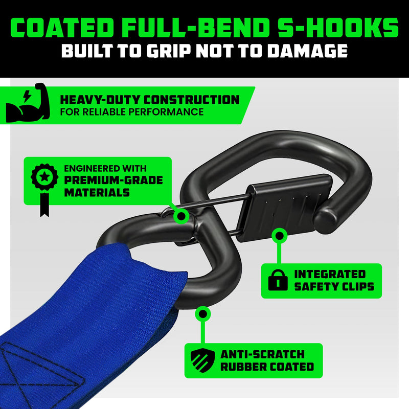 1" x 10' Retractable Ratchet Straps