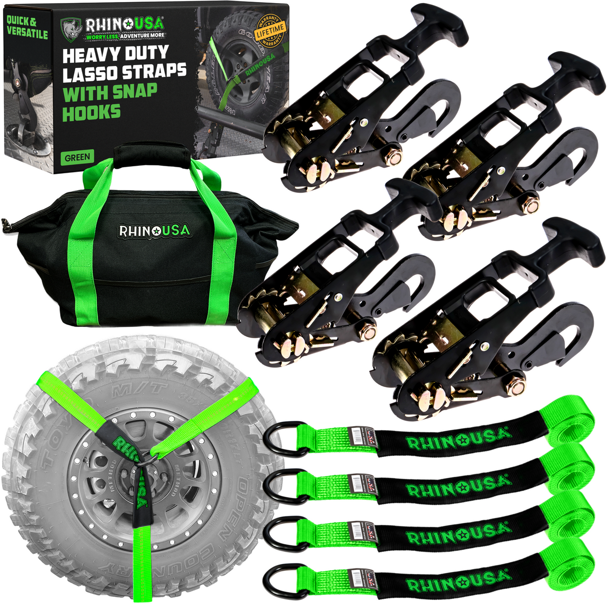 Car Tie-Down Lasso Straps (Snap-Hooks)