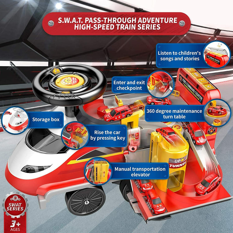 Electric High-Speed Ride-On Firefighting Rail Train Toy