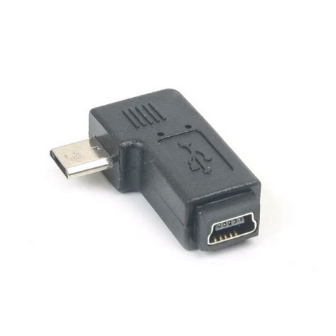 Micro USB Female to Mini USB Male 90° adapter TekShack