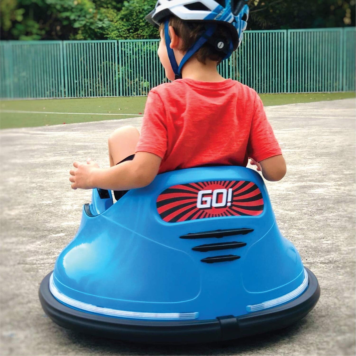 Electric Bubble RC Kids Bumper Car with Lights and Music - Blue