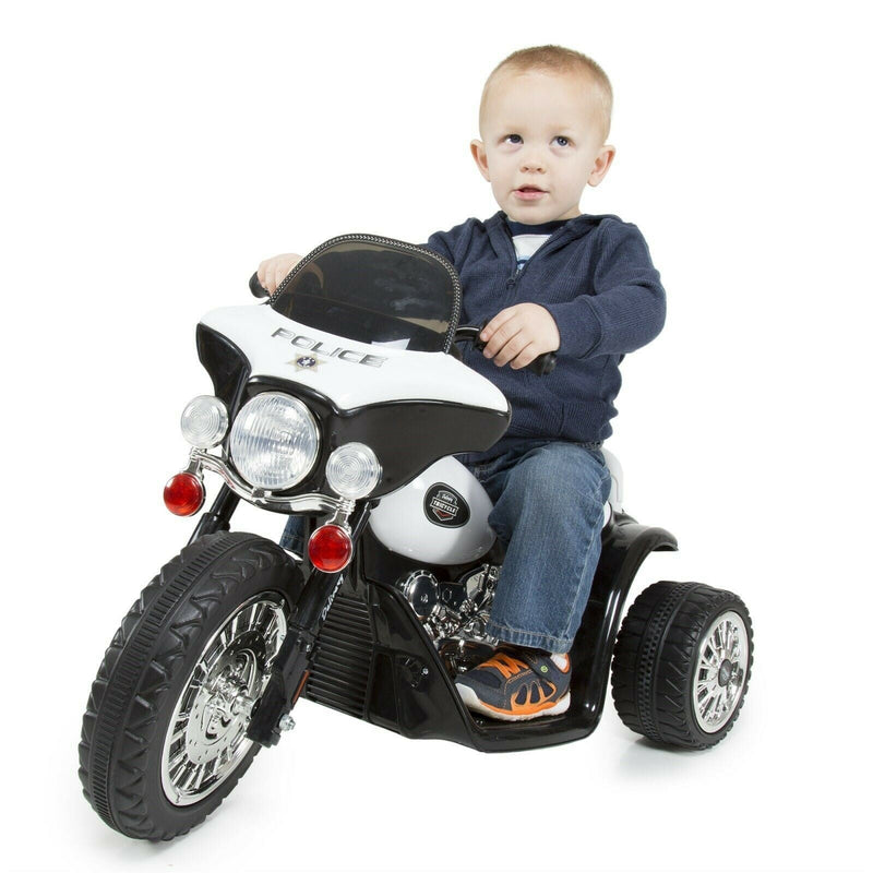 Three-Wheeled Battery Operated Police Chopper Trike Ride-On Toy for Ages 2-3 Years