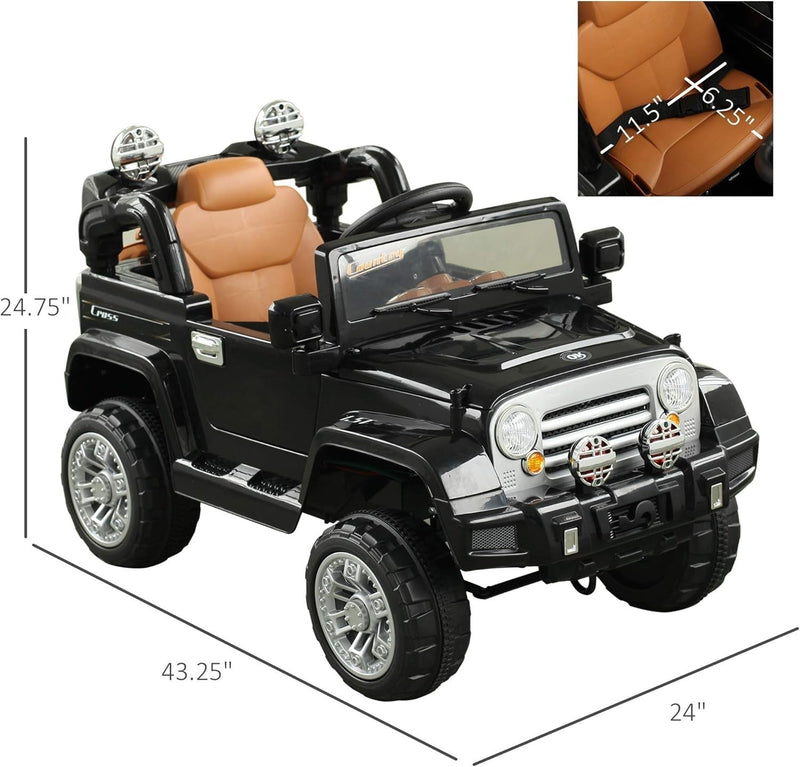 12V Kids Ride-On Truck with Remote Control and MP3 Connectivity in Black