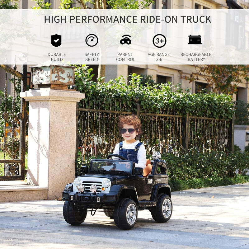 12V Kids Ride-On Truck with Remote Control and MP3 Connectivity in Black
