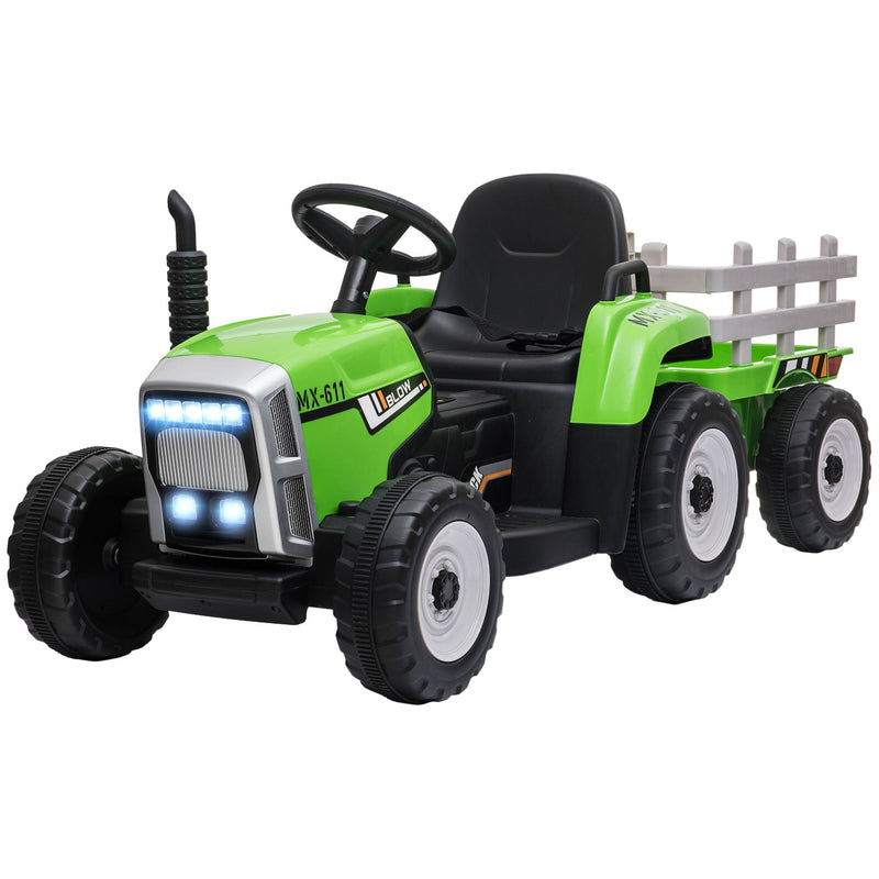 12V Electric Tractor with Trailer and Dual Motors for Kids