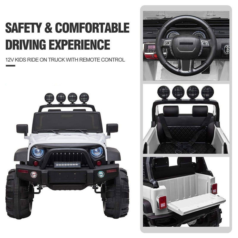 TOBBI 12V 2-Speed Battery Powered Jeep Wrangler Ride On Toy - White (Open Box)